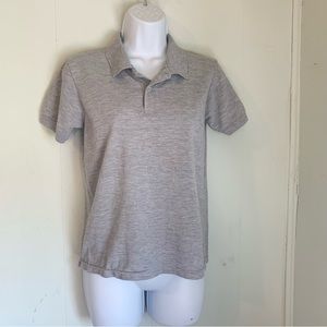 Gildan Gray T-Shirt, Button collar shirt, size large (juniors)